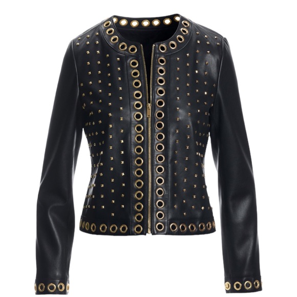 Boston Proper Jackets & Blazers - NWT Boston Proper Grommet + Studs Faux Leather Jacket Sz M (8/10) NEW IN PACKAGE